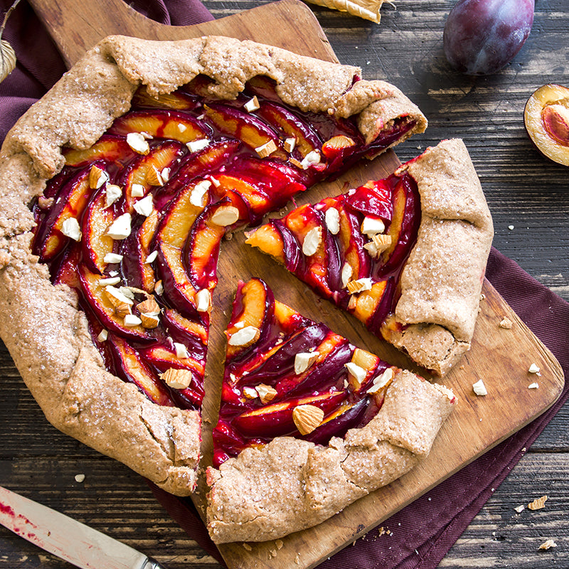 Plum protein crust galette
