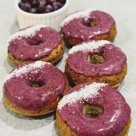 Baked Vegan Banana Blueberry Protein Donuts
