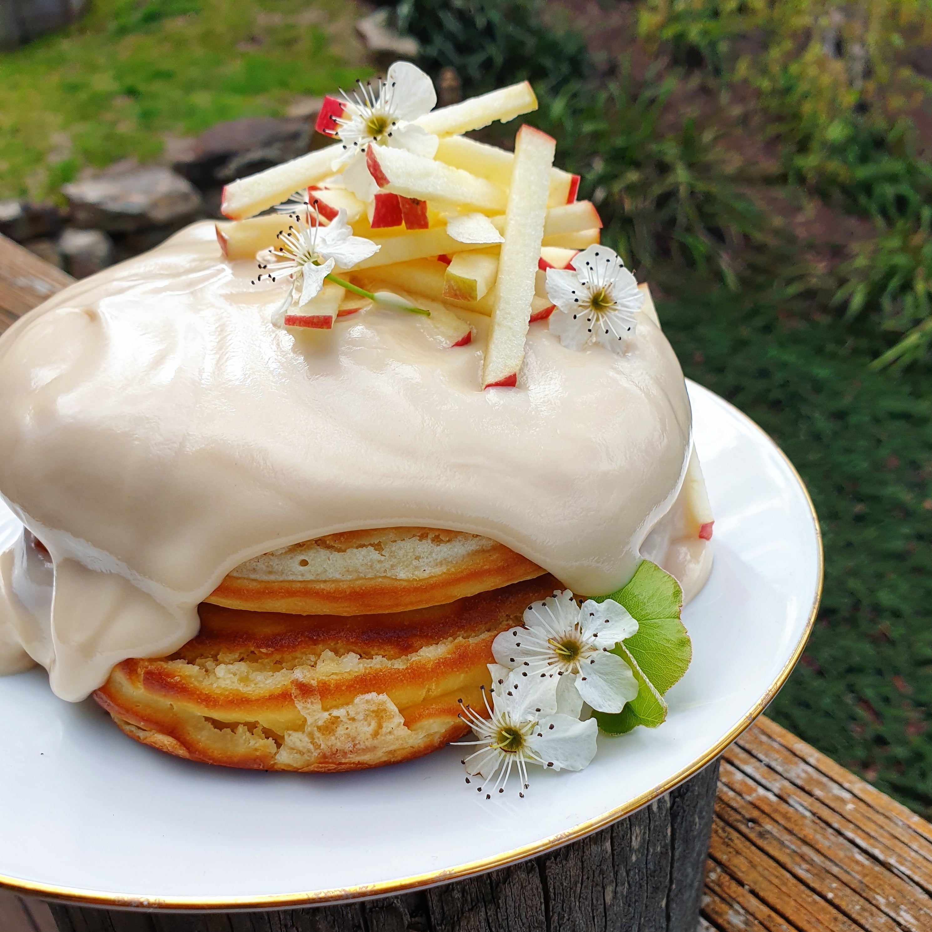 Vanilla Coconut protein pancakes with cashew yoghurt